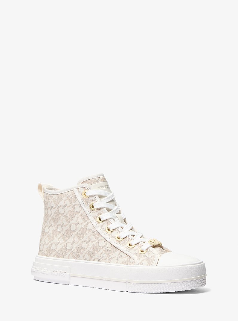 Evy Empire Monogram High-Top Sneaker in VANILLA | Michael Kors