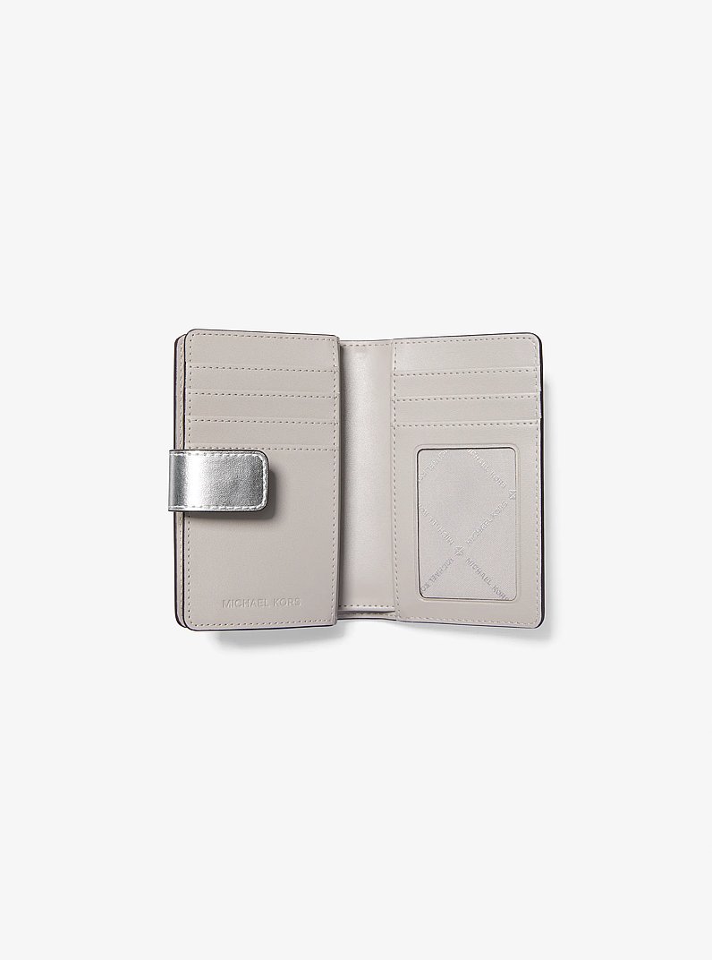 Jet Set Travel Medium Logo Bi-Fold Wallet in SILVER | Michael Kors