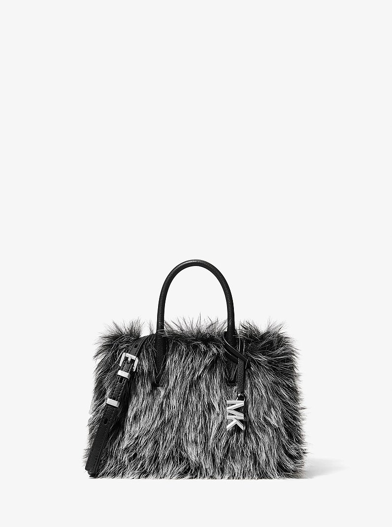 Borsa a tracolla Laila in pelliccia sintetica extra-small in NERO | Michael Kors