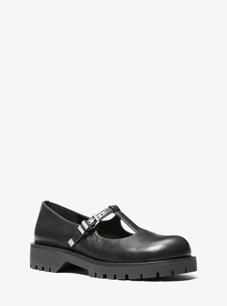 Darrington Leather Mary Jane Loafer in BLACK | Michael Kors