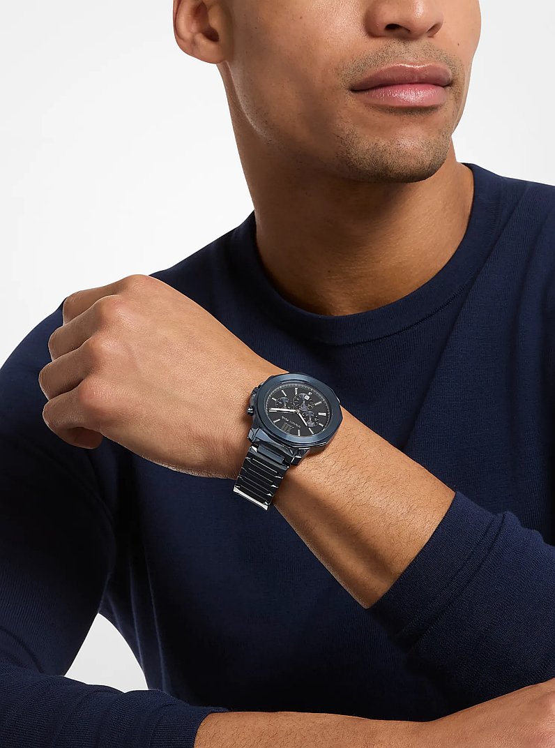 Oversized Prescott Blue-Tone Watch in NAVY | Michael Kors