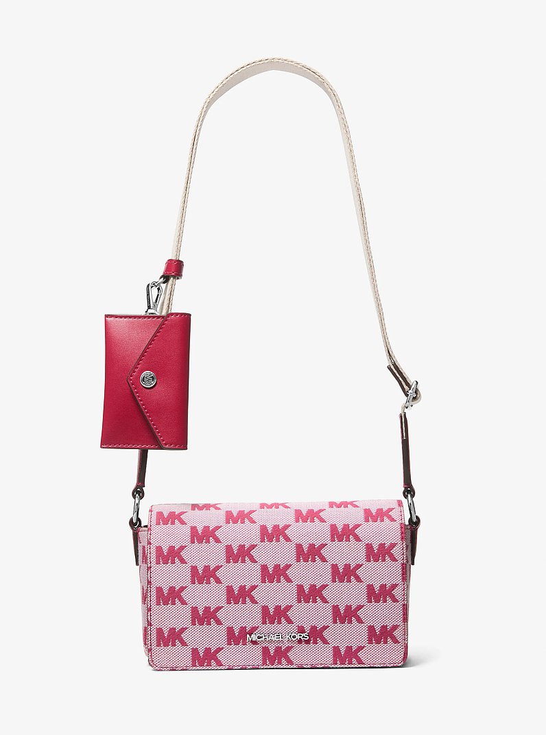 Petit sac &agrave; bandouli&egrave;re Vincent avec &eacute;tui pour cartes en jacquard &agrave; logo in FRAMBOISE FONC&Eacute; | Michael Kors
