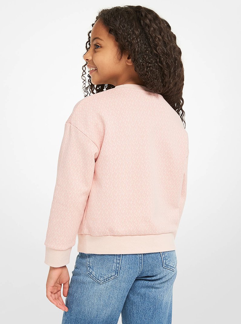 Embellished Logo Print Cotton Terry Sweatshirt