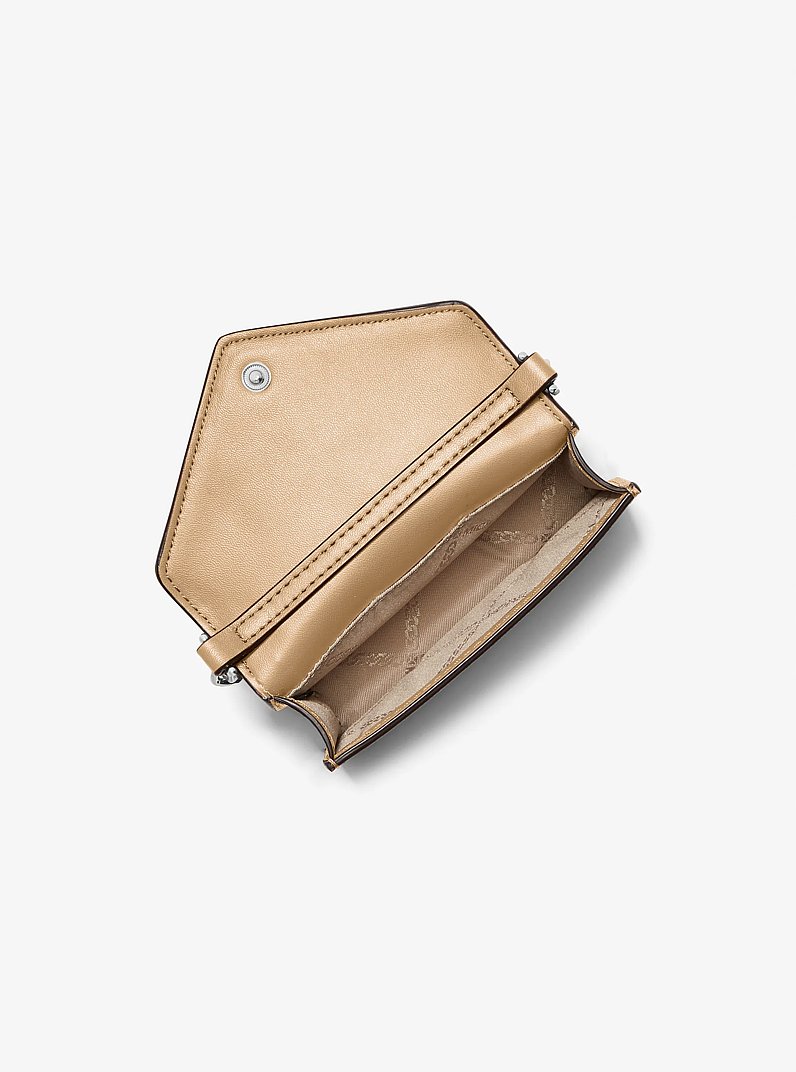 Jet Set Micro Saffiano Leather Envelope Crossbody Bag in CAMEL | Michael Kors