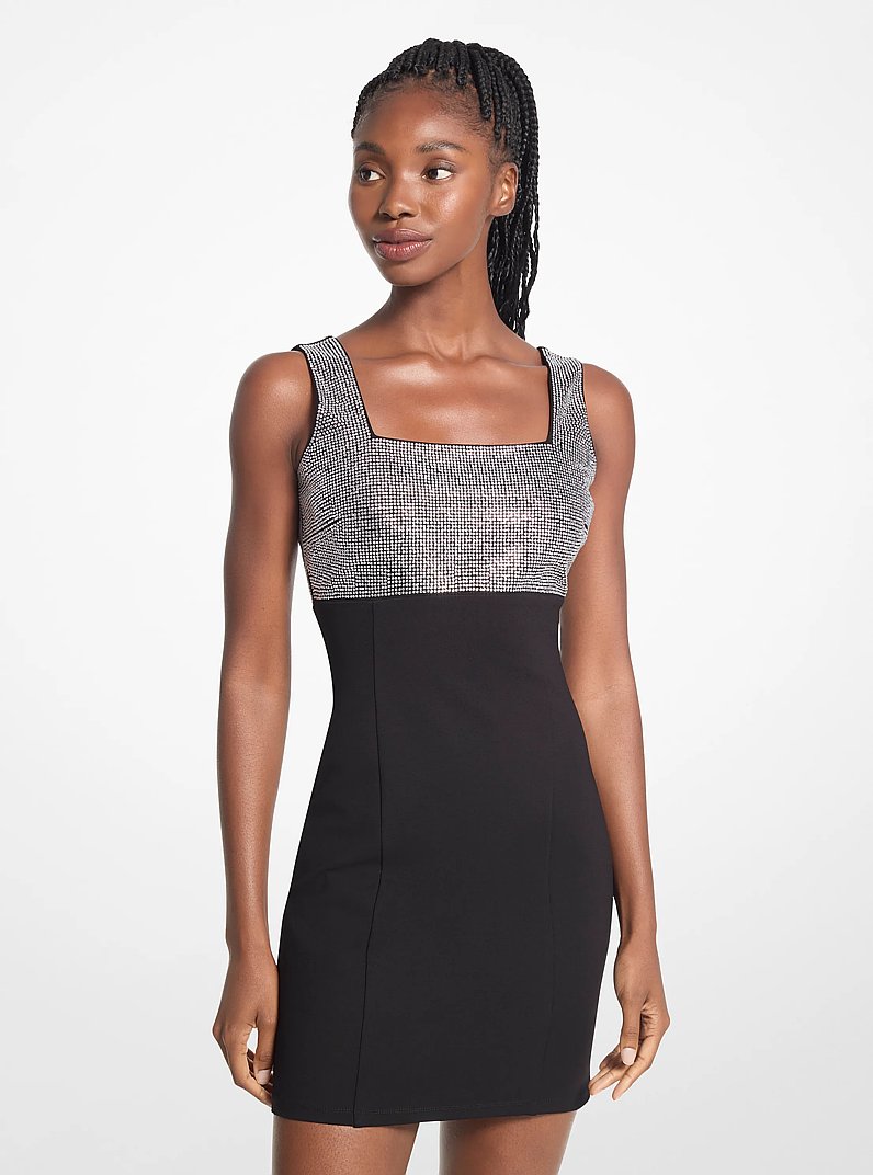 Embellished Stretch Viscose Mini Dress