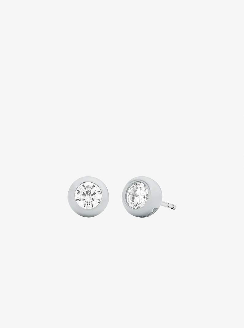 Round Stone Stud Earrings in SILVER | Michael Kors