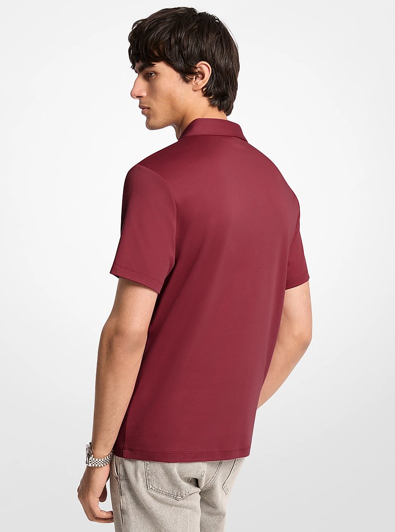 Embroidered Logo Cotton Polo Shirt in DEEP RED | Michael Kors