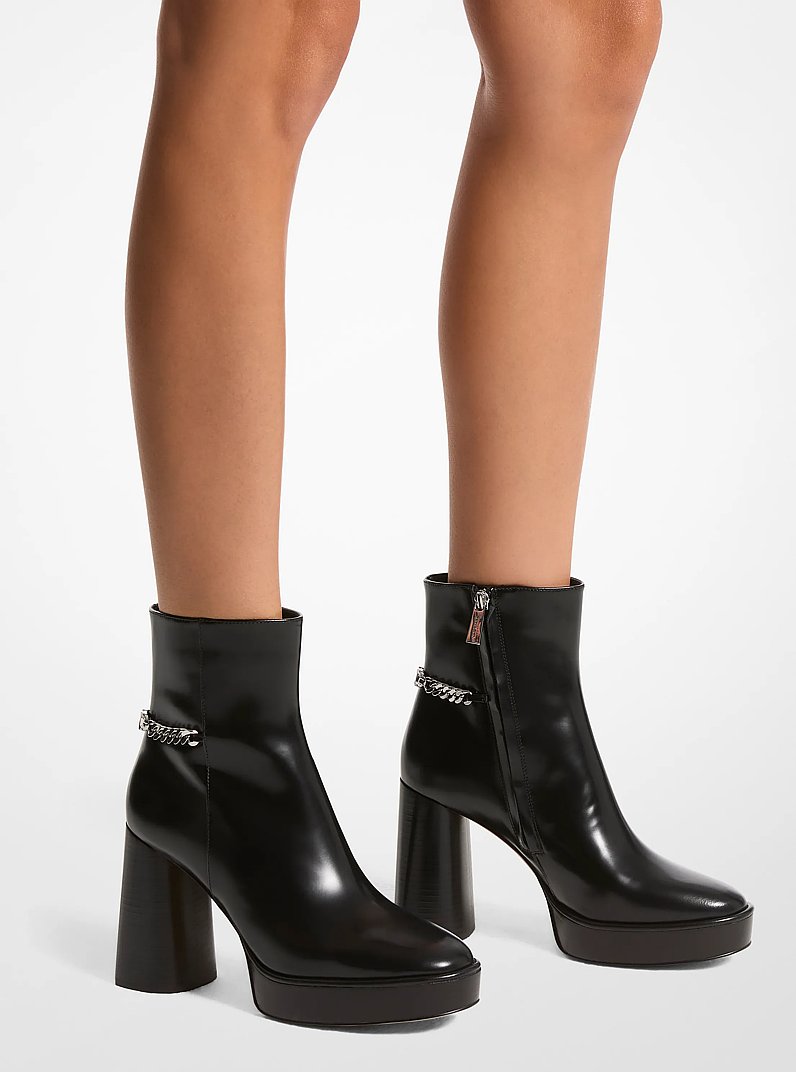 Carlisle Leather Platform Boot in BLACK | Michael Kors