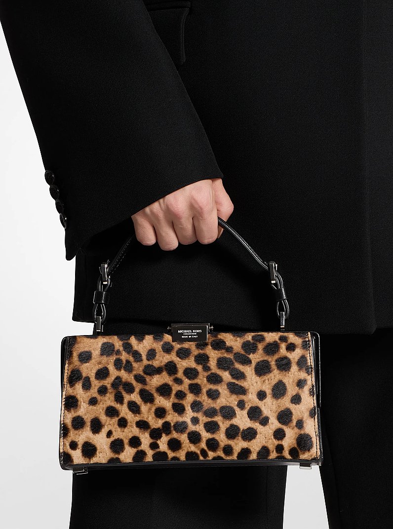 Borsa a spalla Gwyneth in pelle effetto cavallino stampa maculata in CAPPUCCINO | Michael Kors