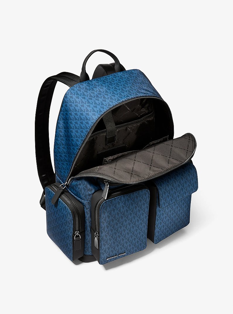 Zaino cargo Brooklyn medio con stampa logo in BLU FIUME | Michael Kors