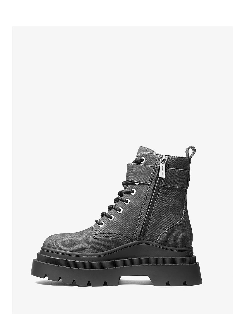Colby Denim Print Leather Combat Boot in CHARCL MULTI | Michael Kors
