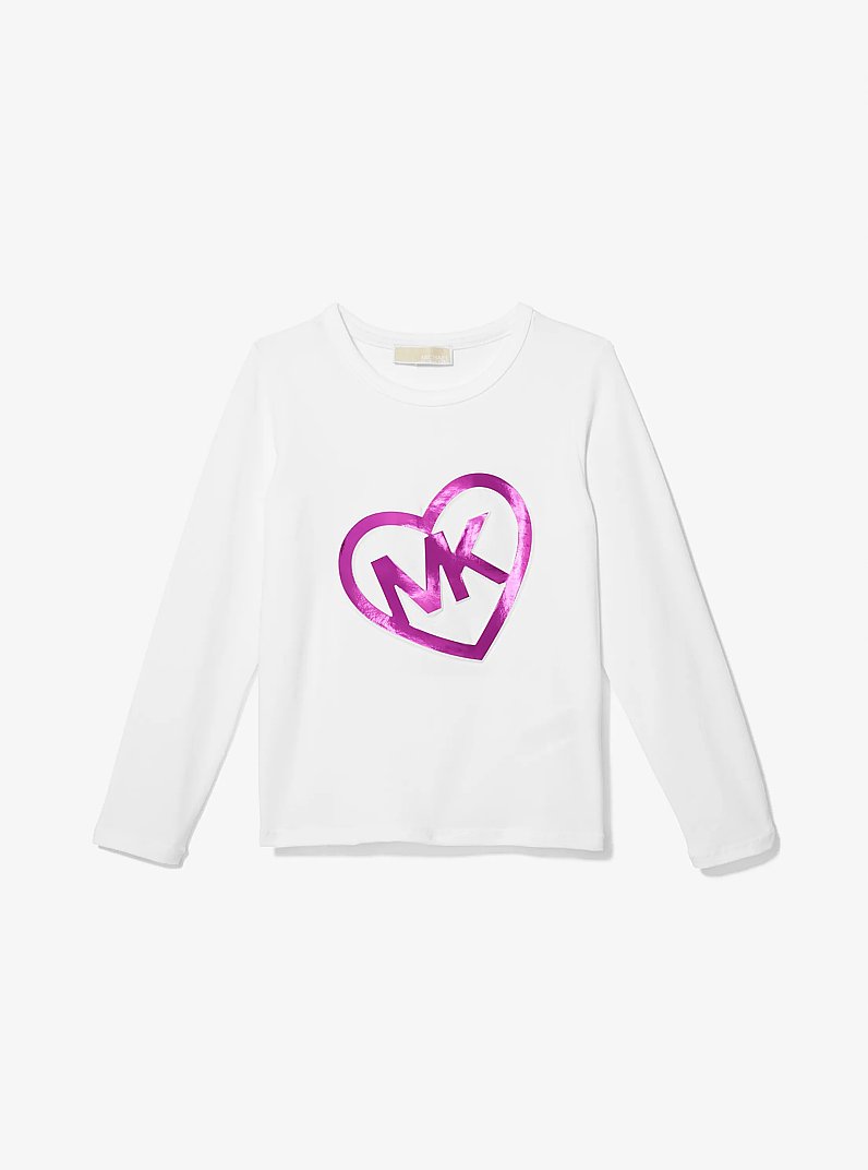 Stretch-T-Shirt aus Baumwoll-Jersey mit Herz und Logo