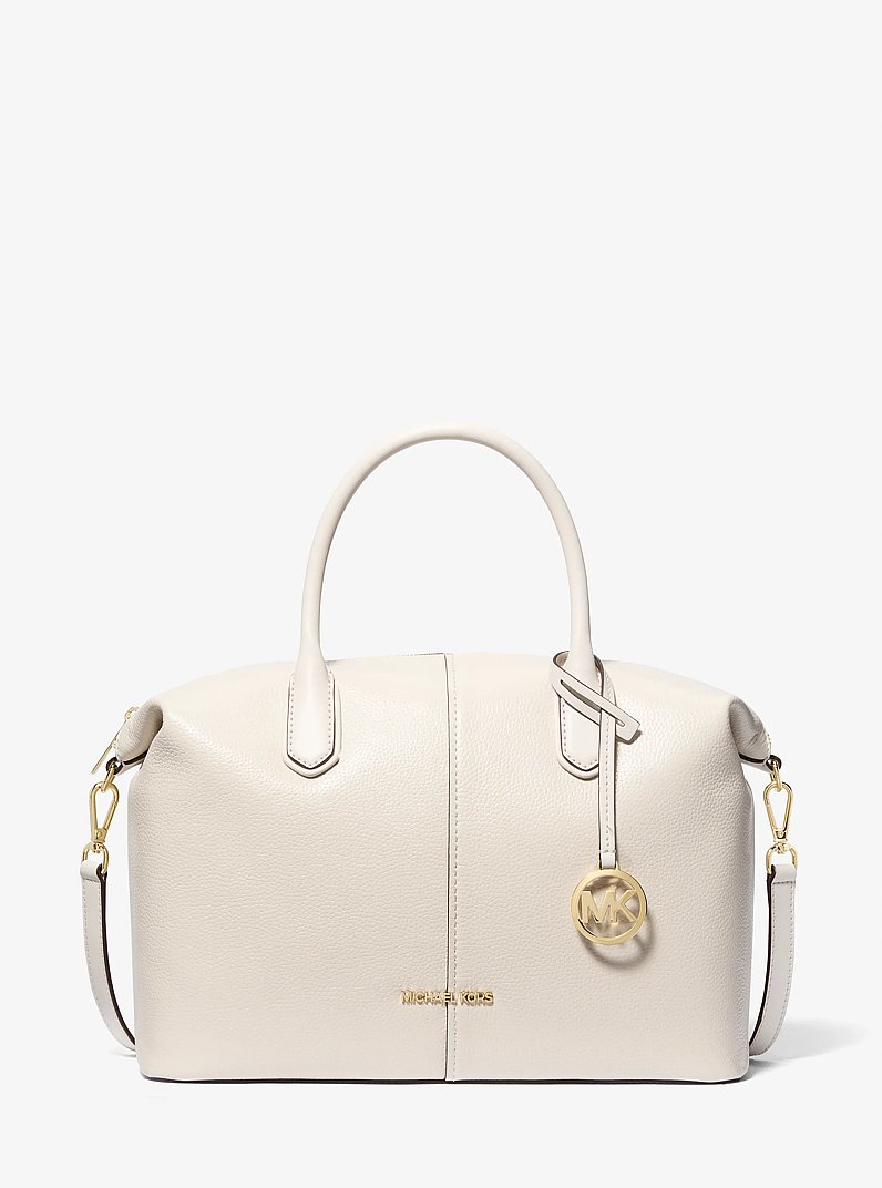 Hyde Large Pebbled Leather Satchel in LT CREAM | Michael Kors