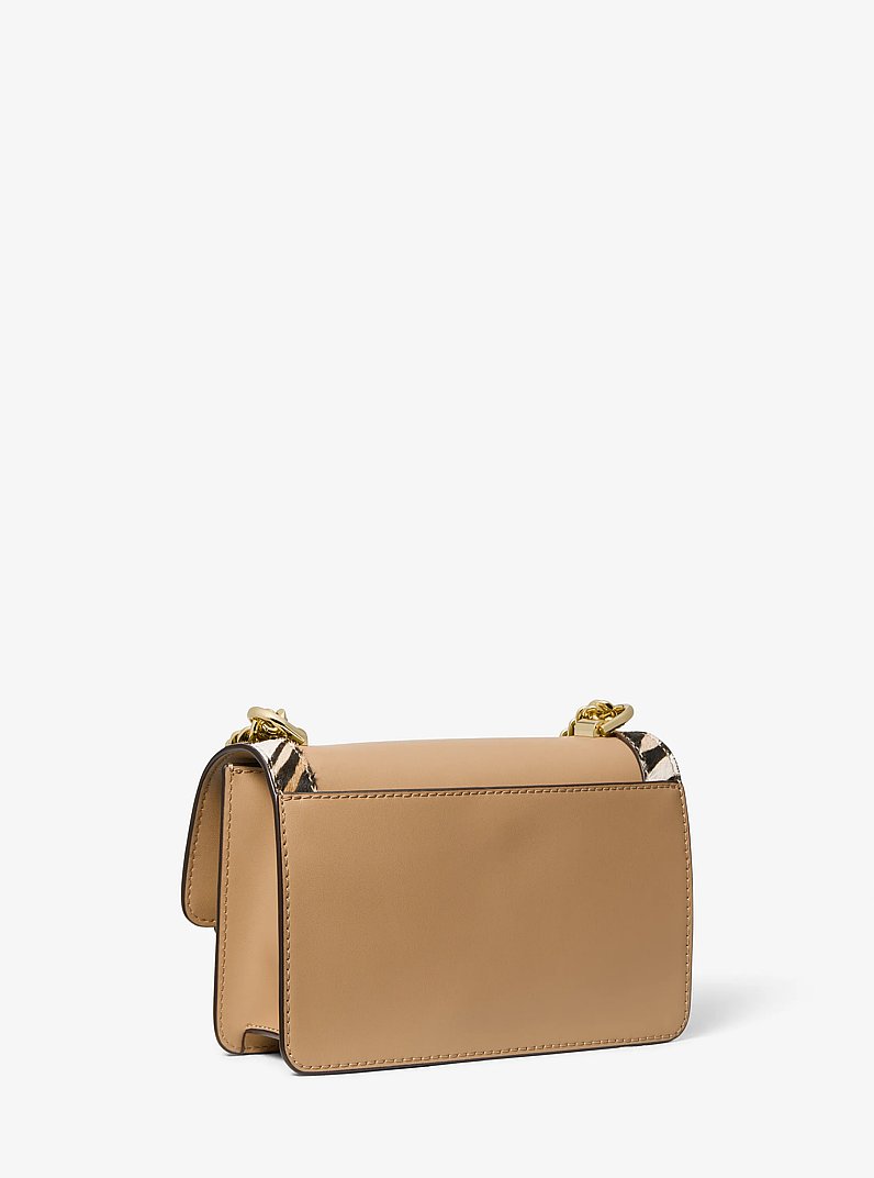 Borsa a tracolla Heather extra-small in pelle e pelle effetto cavallino tigrata