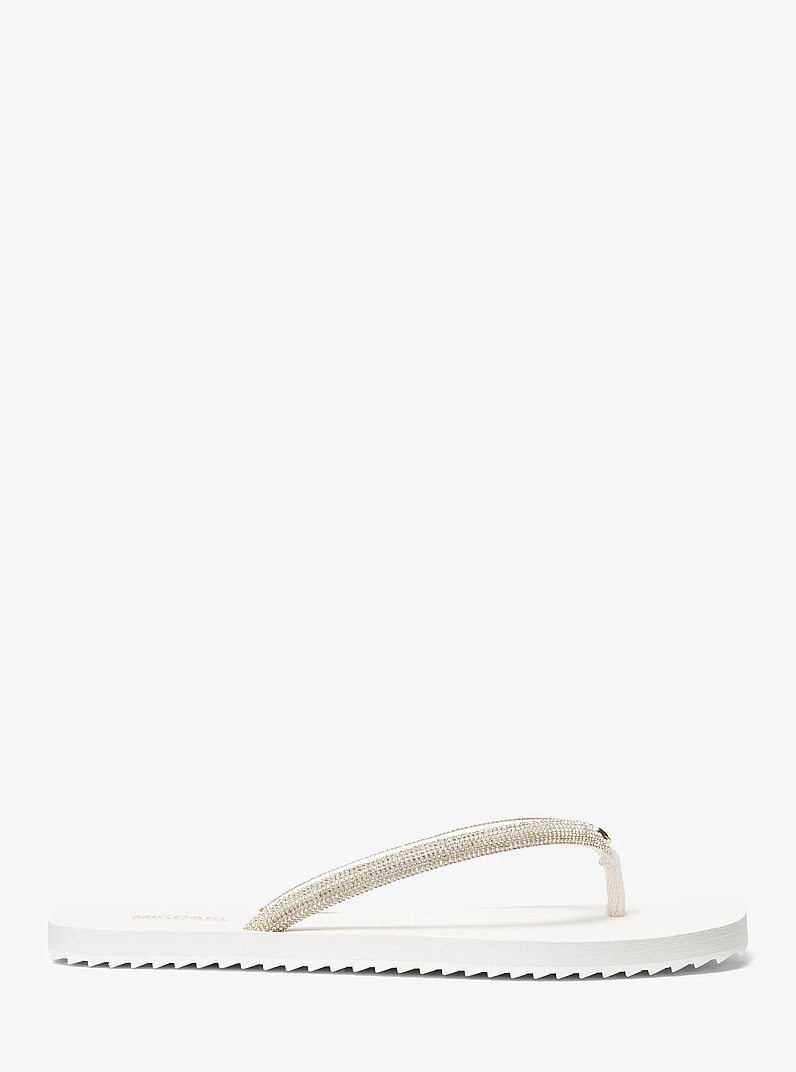 Jinx Crystal-Embellished Flip Flop in CREAM | Michael Kors