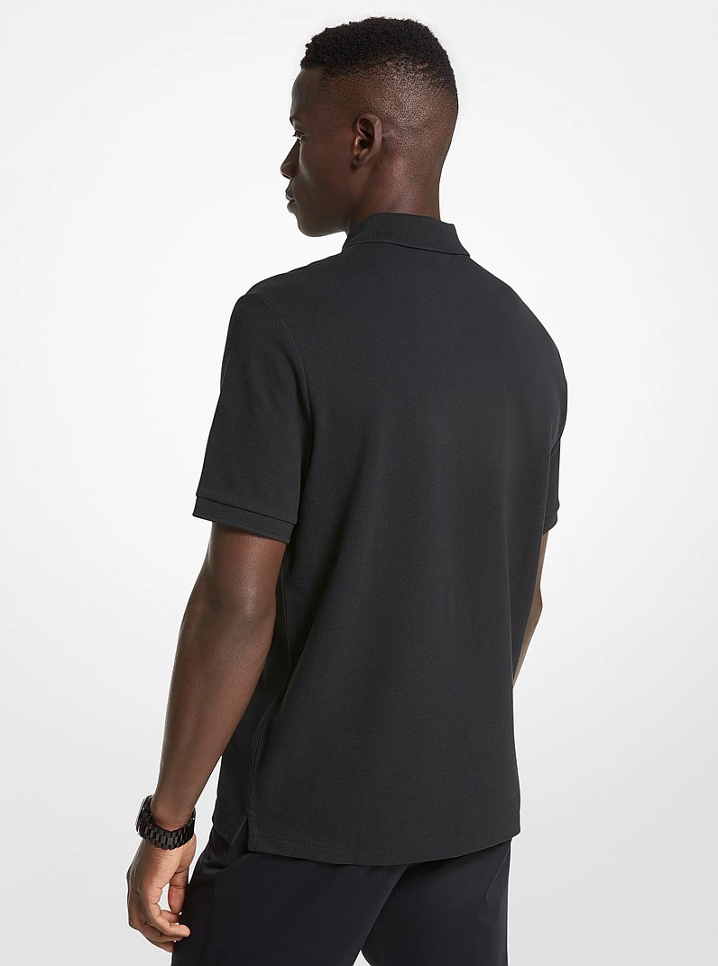 Cotton Half-Zip Polo Shirt in BLACK - Sale | Michael Kors [US]