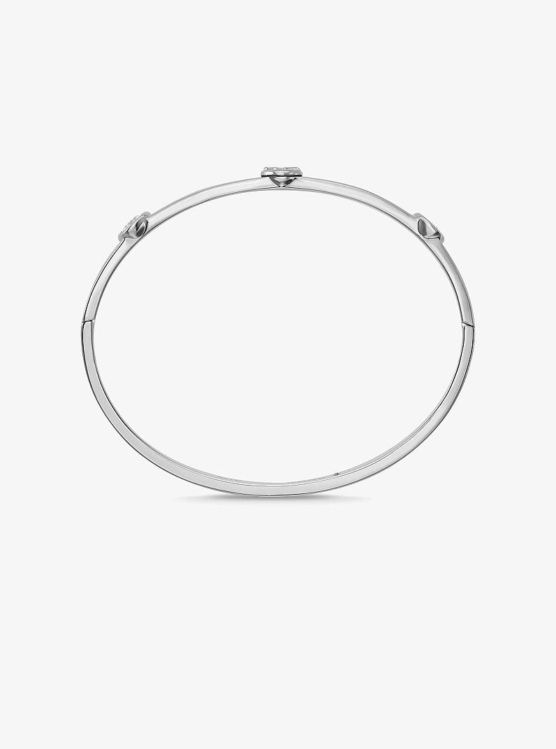 Logo Bezeled Pav&eacute; Bangle in SILVER | Michael Kors