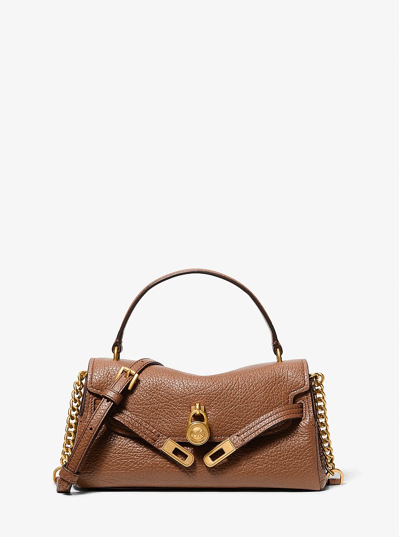 Hamilton Moderne Extra-Small Textured Leather Slouchy Crossbody Bag in LUGGAGE | Michael Kors