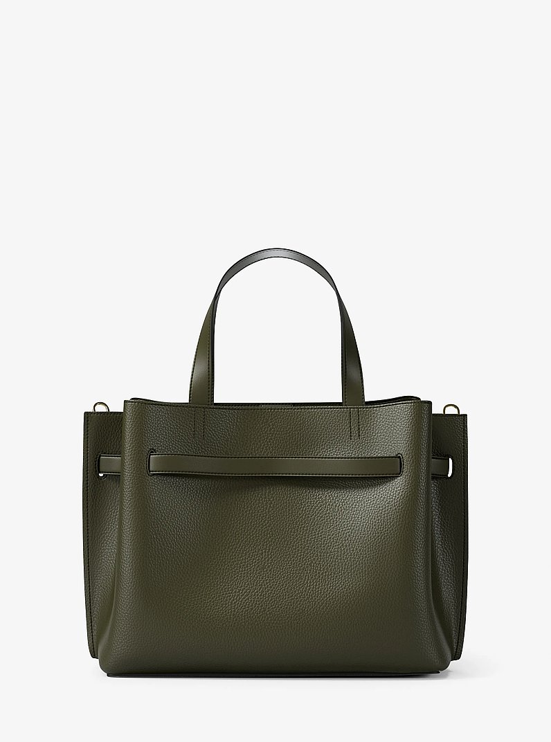 Emilia Medium Pebbled Leather Satchel in IVY | Michael Kors