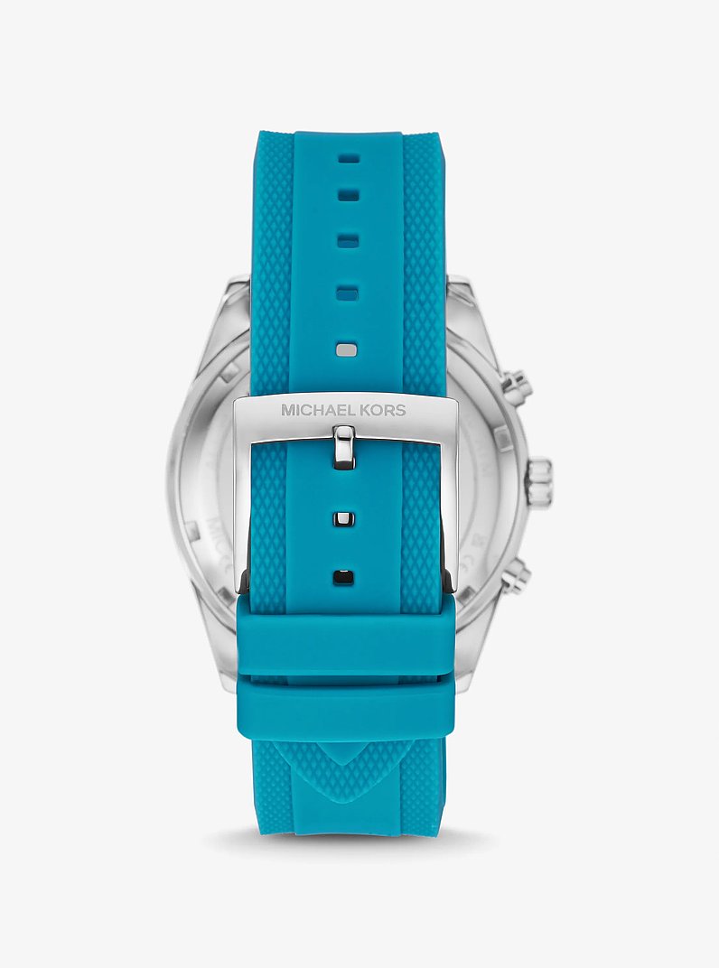 Reloj Hadyn oversize en tono plateado con incrustaciones in AZUL SANTORINI | Michael Kors
