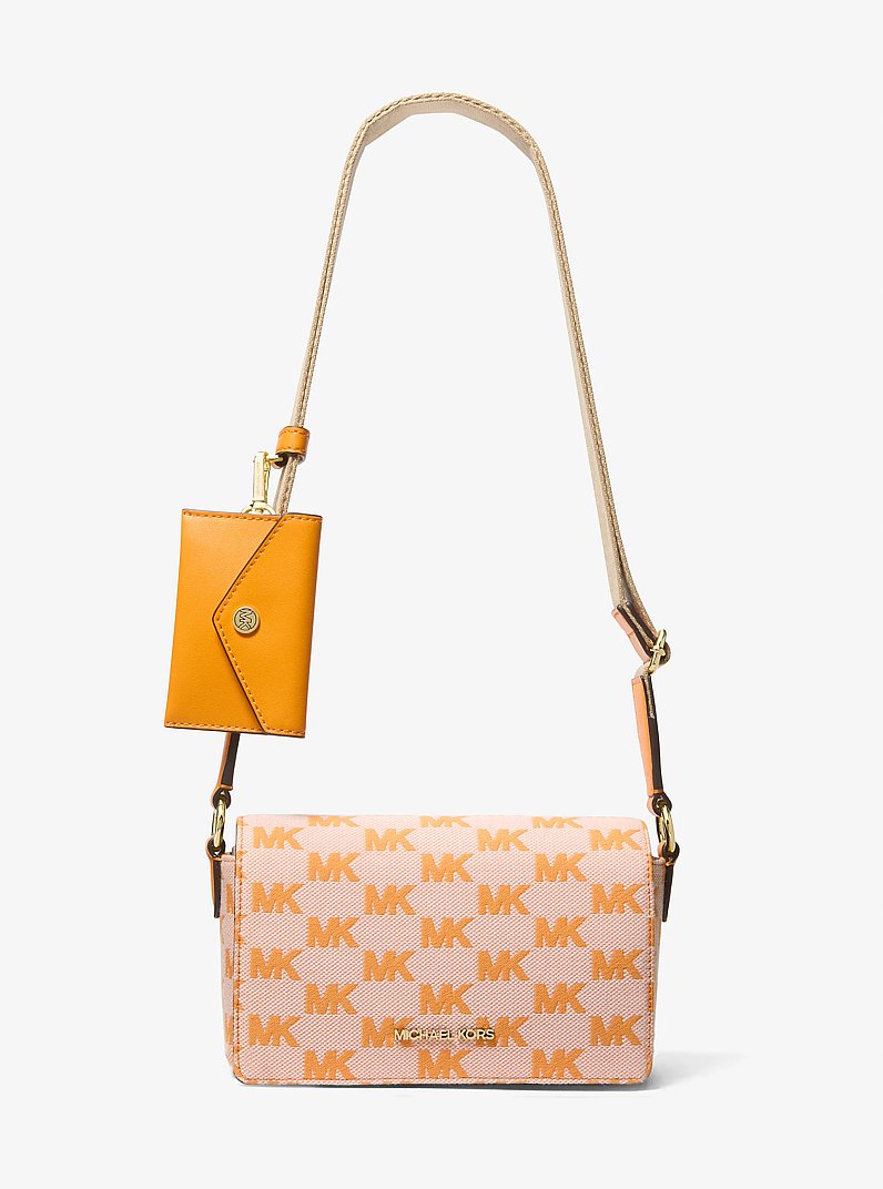 Petit sac &agrave; bandouli&egrave;re Vincent avec &eacute;tui pour cartes en jacquard &agrave; logo in ORANGE POP | Michael Kors