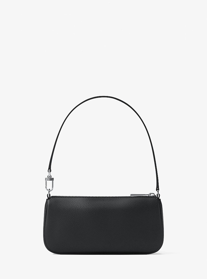 Zoe Small Pebbled Leather Pochette in BLACK | Michael Kors