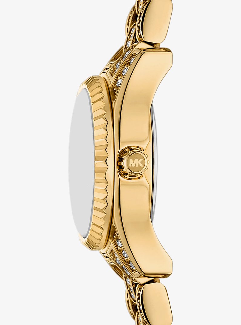 Micro Lexington Pav&eacute; Gold-Tone Watch in GOLD | Michael Kors