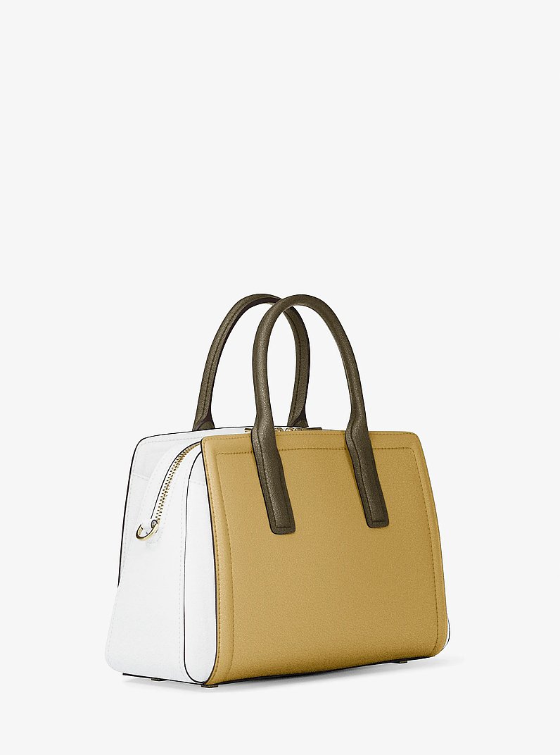 Bolso satchel Laila mediano de piel granulada con bloque de color in [5847] | Michael Kors