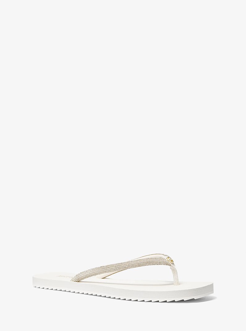 Jinx Crystal-Embellished Flip Flop in CREAM | Michael Kors
