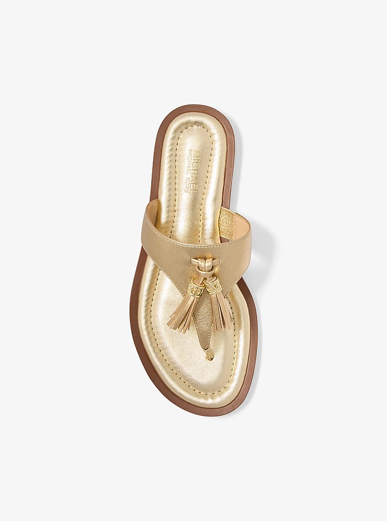 Kiernan Metallic Leather Sandal in PALE GOLD | Michael Kors