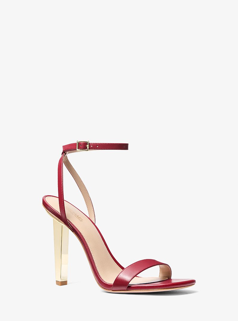 Halle Leather Sandal in DEEP RED | Michael Kors