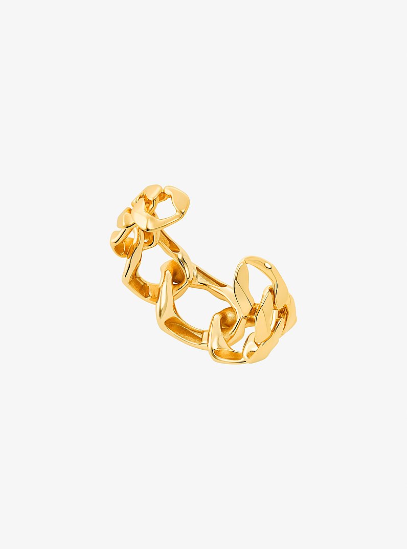Precious-Metal Plated Brass Curb-Chain Cuff in GOLD | Michael Kors