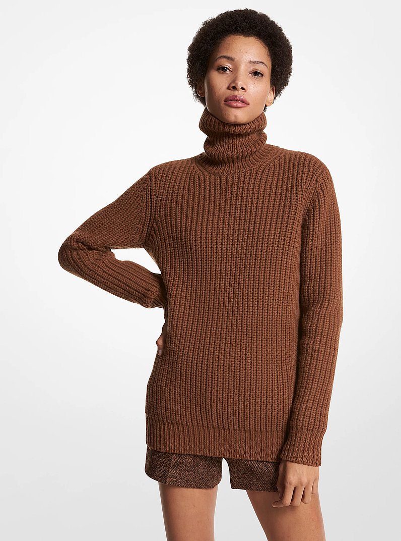 Corallina Cashmere Turtleneck Sweater in CHESTNUT | Michael Kors