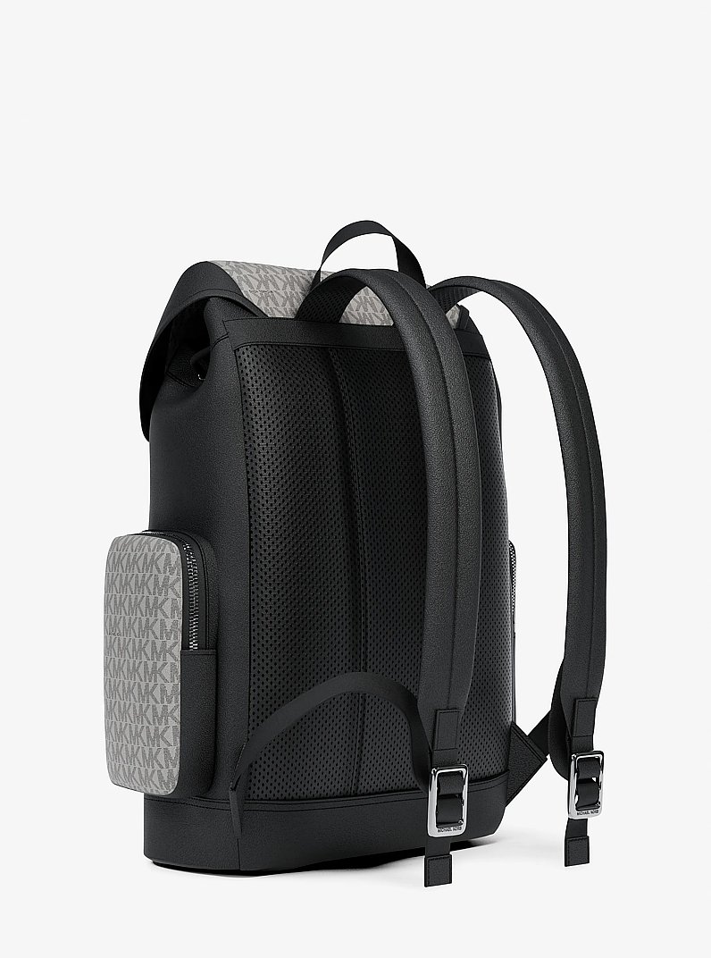 Cooper Medium Signature Logo City Backpack in PG/BLK MUL | Michael Kors