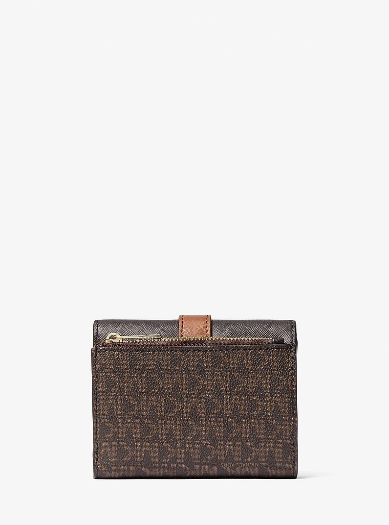 Greenwich Medium Signature Logo Trifold Wallet in BROWN | Michael Kors