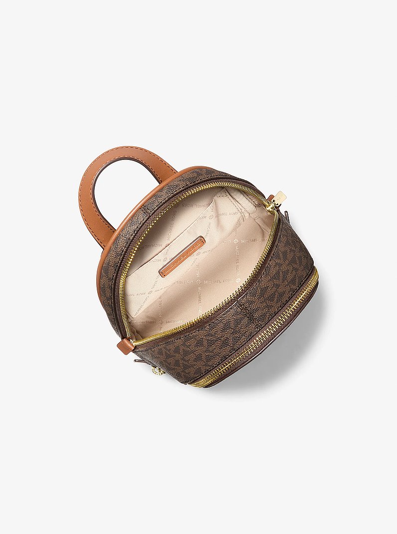 Rhea Extra-Small Signature Logo Backpack in BROWN | Michael Kors
