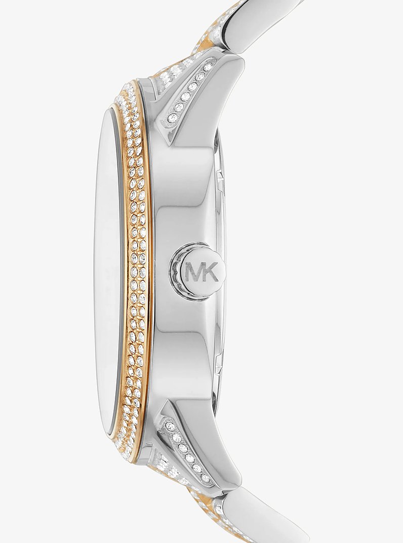 Oversized Brynn Pavé Two-Tone Watch in TWO TONE - Sale | Michael