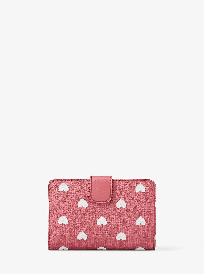 Jet Set Medium Printed Signature Logo Bi-Fold Wallet in HIBISCUS