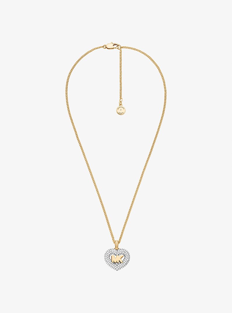 Logo and Pav&eacute; Heart Necklace in OR | Michael Kors