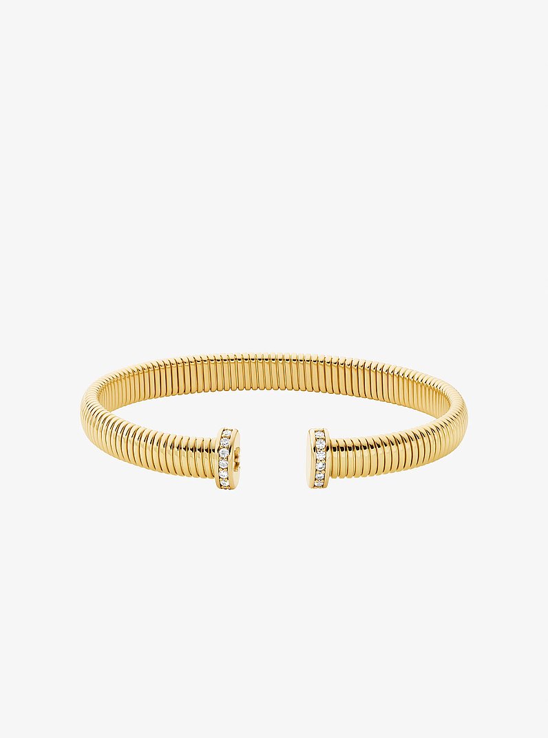 Brazalete flexible de cinta con incrustaciones de pav&eacute; in DORADO | Michael Kors