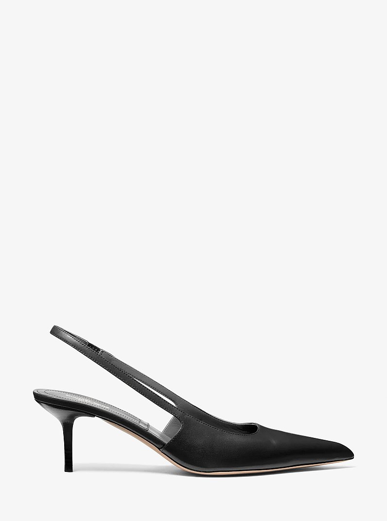 Slingbackpump Emma van leer in ZWART | Michael Kors