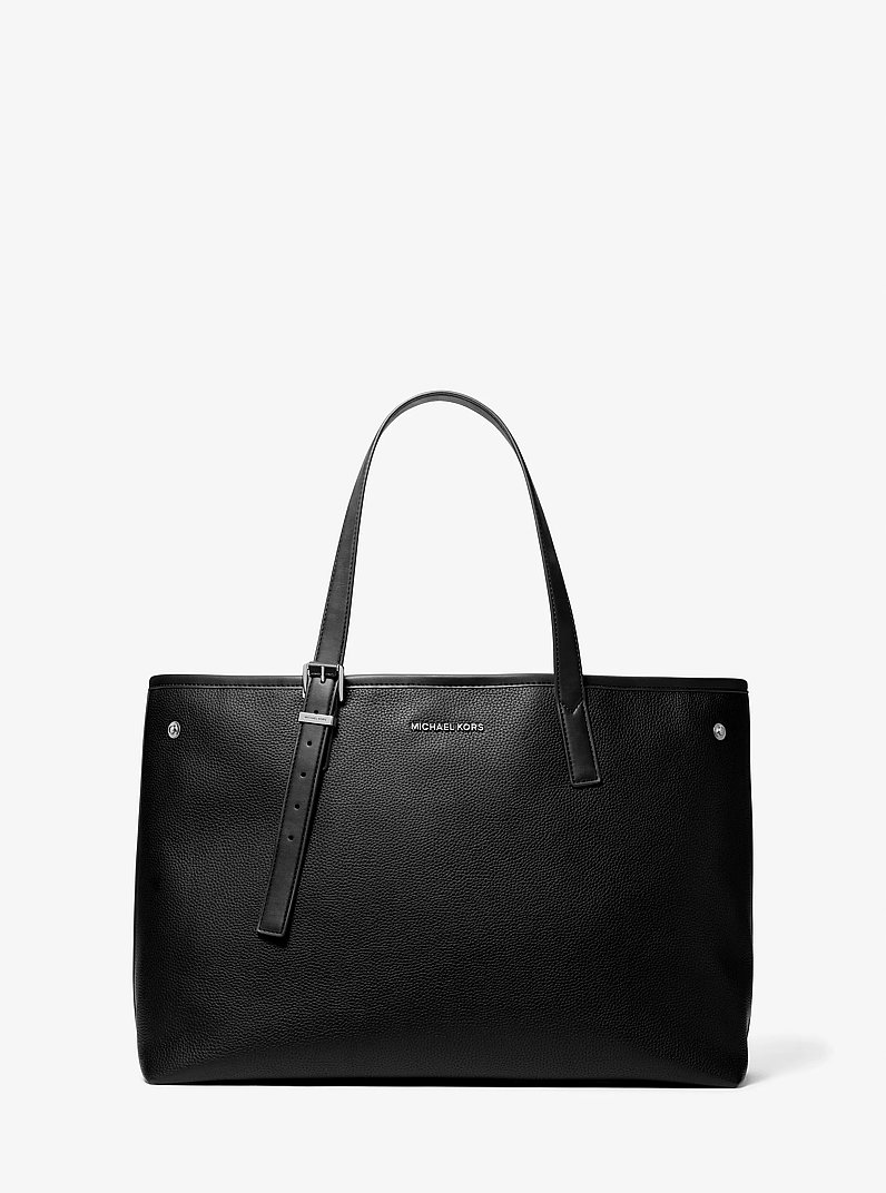 Borsa tote Hudson media in pelle martellata in NERO | Michael Kors