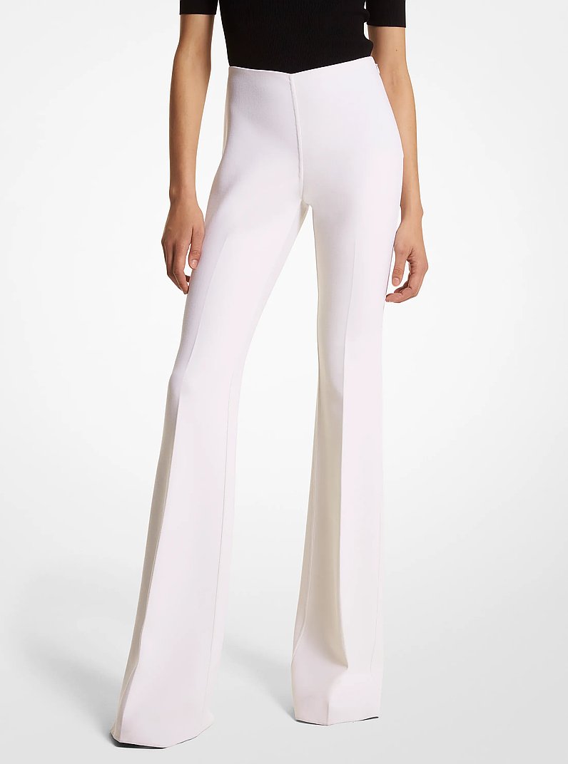 Brooke Stretch Wool Flared Pants in IVORY | Michael Kors