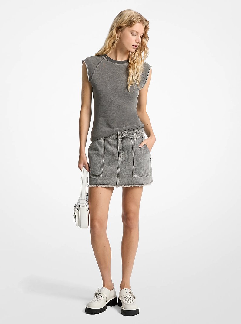 Mini-jupe en denim effiloch&eacute; in LAVAGE DU B&Eacute;TON | Michael Kors