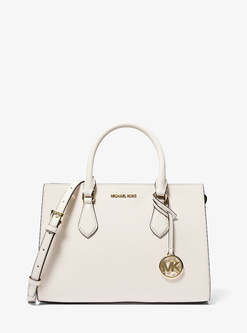 Sheila Medium Faux Saffiano Leather Satchel in LT CREAM | Michael Kors