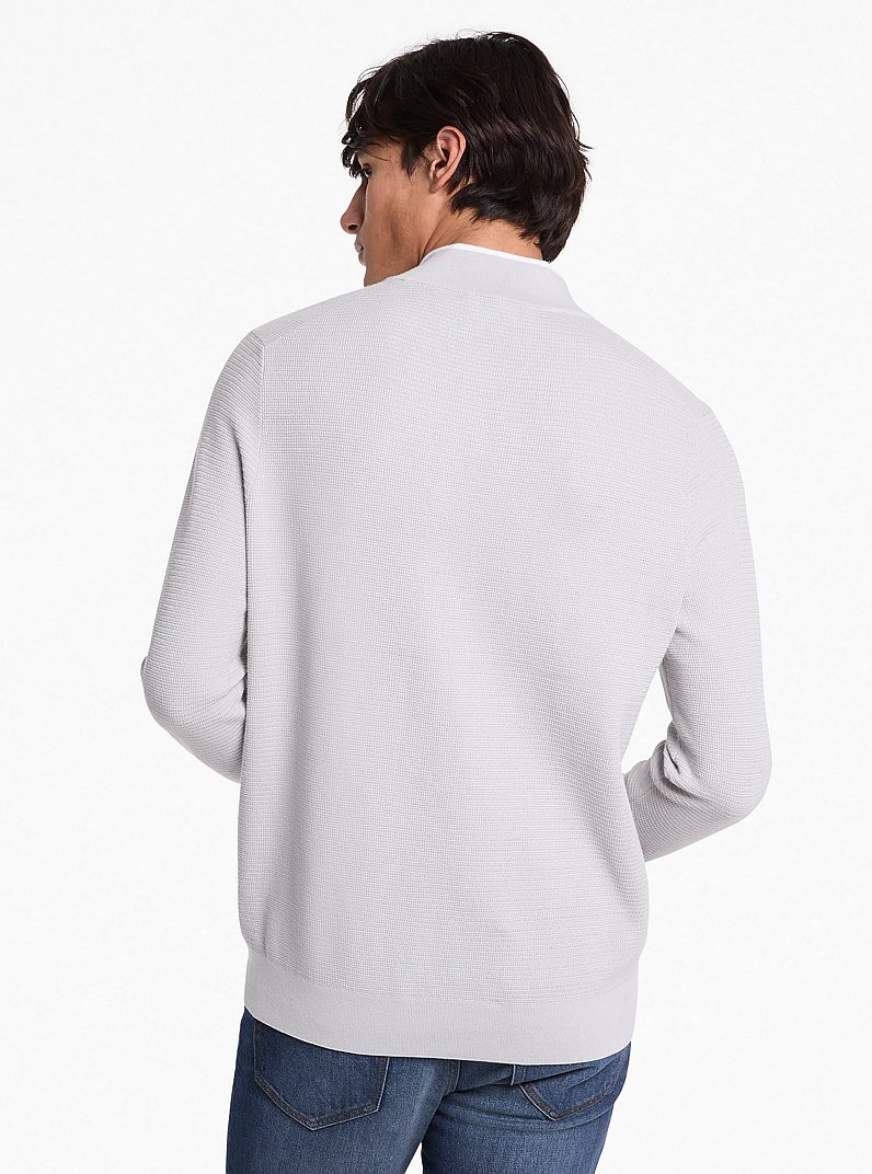 Cotton Quarter-Zip Sweater in PEARL GREY | Michael Kors