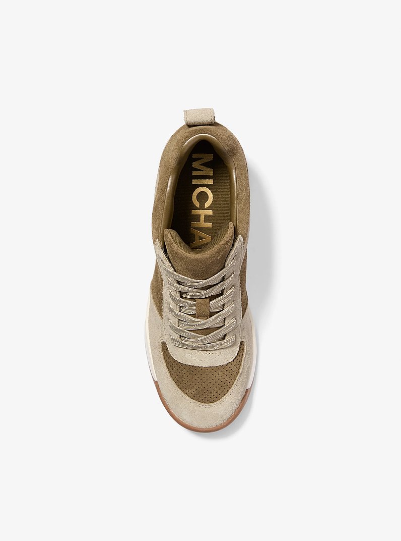 Espadrilles Nikko S2 en su&egrave;de perfor&eacute; &agrave; talon compens&eacute; in DUSTY SAGE MULTI | Michael Kors