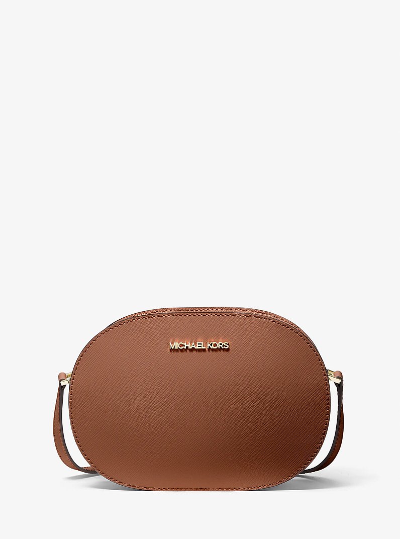 Jet Set Travel Medium Saffiano Leather Crossbody Bag in LUGGAGE | Michael Kors