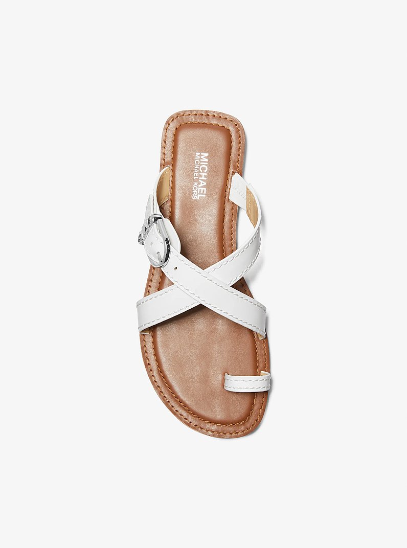 Ashton Leather Flat Sandal in OPTIC WHITE | Michael Kors