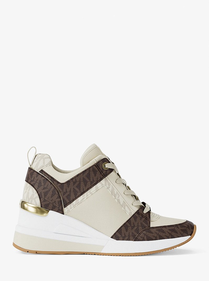 Georgie Signature Logo Wedge Trainer in BROWN MULTI | Michael Kors